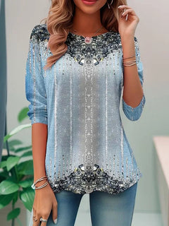 Jessika | Elegantes Loose Fit Pailletten Top in Blau