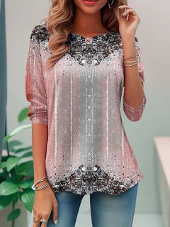 Jessika | Elegantes Loose Fit Pailletten Top in Rosa
