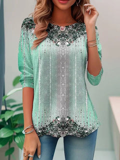 Jessika | Elegantes Loose Fit Pailletten Top in Hellgrün