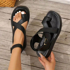 Rosalie | Elegante Damen Sandalen Zehensteg Design in Schwarz
