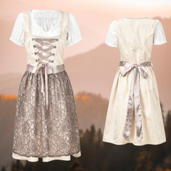 Eugenia -  Einzigartige Tracht für Damen mit Schürze und Bluse in Beige/Cremé