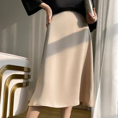 Annette | Seidensatin Mode Röcke in Khaki