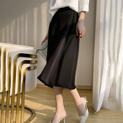 Annette | Seidensatin Mode Röcke in Schwarz
