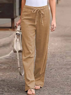 Cecilia - Damen Leinenhose in Hellbraun