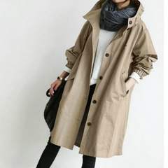 CELINE | Langer Trenchcoat mit Kapuze – Stilvoll & Funktional in Hellbraun
