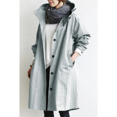 CELINE | Langer Trenchcoat mit Kapuze – Stilvoll & Funktional in Hellgrau