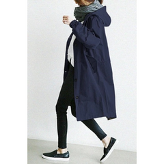 CELINE | Langer Trenchcoat mit Kapuze – Stilvoll & Funktional in Dunkelblau
