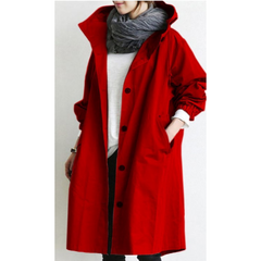 CELINE | Langer Trenchcoat mit Kapuze – Stilvoll & Funktional in Rot
