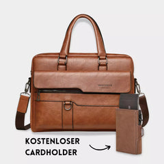 Raplhmattew - Weixier Leder Laptop Tasche + Kostenloser Cardholder in Braun