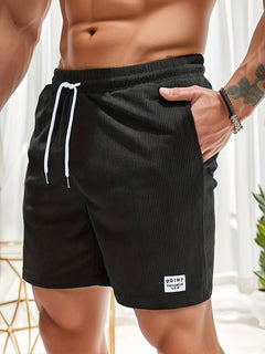Leandro - Herren Gestreifte Shorts in Schwarz
