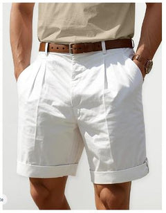 Lennox - Herren Sommer Leinen Shorts in Wit