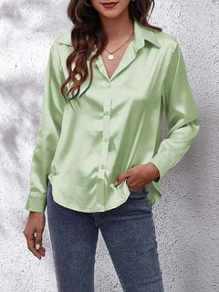 Leya - Luxuriöses Satin Bluse in Hellgrün