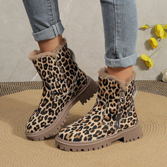 Bianca - Damenstiefel mit Leopardenmuster in Beige