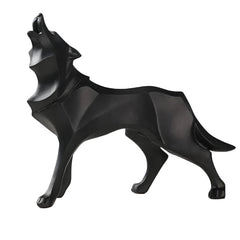 LupoForm – Geometrische Ulvenstatue mit scharfkantigem Design für moderne Räume in Schwarz