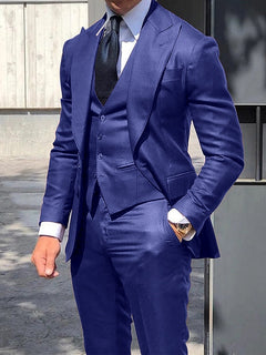 Moderner Slim Fit Hochzeitsgast Anzug Für Herren | 3-Teilig in Königsblau