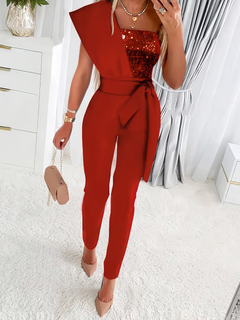 Jaylen - Eleganter ärmelloser Jumpsuit für Damen in Rot