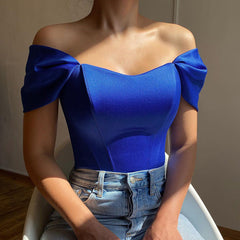 Madonna | Stilvolles modernes Korsett Mode Top in Blau