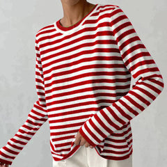 Dagmar - Elegantes gestreiftes T-Shirt - Leichter Stoff in Rot