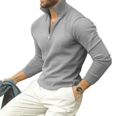 Wilton - Rollkragenpullover - Halbreißverschluss-Design in Grau