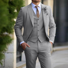 3-teiliger Hochzeitsgastanzug Für Herren | Elegant in Grau