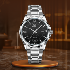 Sterling | Elegante Multifunktionsuhr in Stahl Silber Schwarz