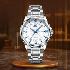Sterling | Elegante Multifunktionsuhr in Stahl Silber Blau