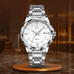 Sterling | Elegante Multifunktionsuhr in Stahl Silber Weiß