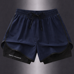Geometrische Sportshorts für Damen – Stylisch und atmungsaktiv für Fitness und Laufen in Marineblau