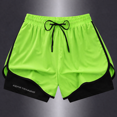 Geometrische Sportshorts für Damen – Stylisch und atmungsaktiv für Fitness und Laufen in Neongrün