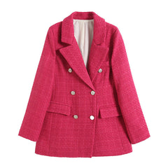 Krizzy - Tweed-Blazer - Zweireihiger Stil in Rosa