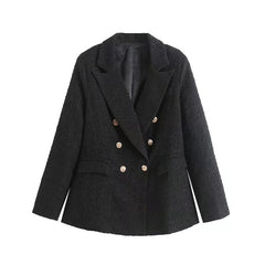 Krizzy - Tweed-Blazer - Zweireihiger Stil in Schwarz