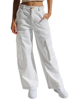 Corrine - Cargohose - Bequemer Schnitt mit weitem Bein in Beige