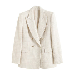 Krizzy - Tweed-Blazer - Zweireihiger Stil in Weiß