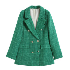 Krizzy - Tweed-Blazer - Zweireihiger Stil in Grün
