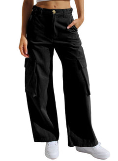 Corrine - Cargohose - Bequemer Schnitt mit weitem Bein in Schwarz