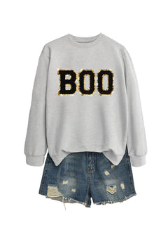 Damen Sweatshirt mit glitzerndem Aufdruck in Grau