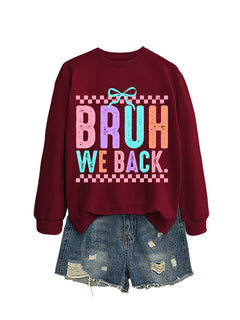 Damen Sweatshirt mit fröhlichem Druck und bequemer Passform in Weinrot