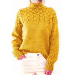 DAME PULLOVER MIT HOHEM KRAGEN | ELEGANTER KOMFORT STIL in Gold