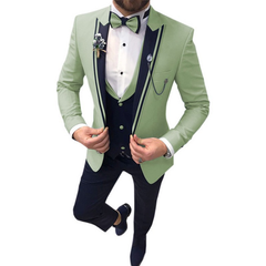 Slim Fit Hochzeitsgast Anzug für Herren | 3-Teilig in Hellgrün