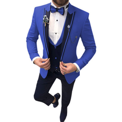 Slim Fit Hochzeitsgast Anzug für Herren | 3-Teilig in Königsblau