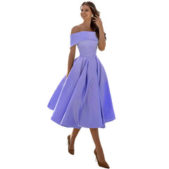 Dearbhla  | Fashion Casual Trägerloses Satin Partykleid in Lavendel