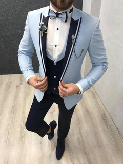 Slim Fit Hochzeitsgast Anzug für Herren | 3-Teilig in Himmelblau