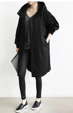 Damen Regenjacke | Mit Knopfverschluss Vorne in Schwarz