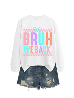 Damen Sweatshirt mit fröhlichem Druck und bequemer Passform in Weiß