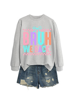 Damen Sweatshirt mit fröhlichem Druck und bequemer Passform in Grau