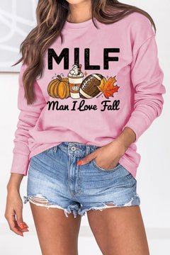 Damen Sweatshirt mit herbstlichem Essenzen-Motiv und inspirierendem Schriftzug in Rosa