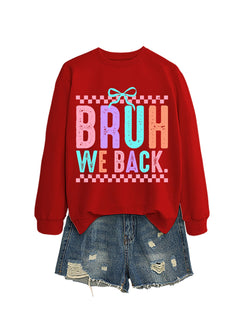 Damen Sweatshirt mit fröhlichem Druck und bequemer Passform in Rot