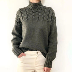 DAME PULLOVER MIT HOHEM KRAGEN | ELEGANTER KOMFORT STIL in Grau