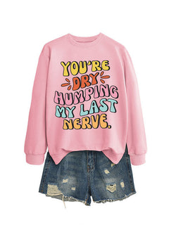 Damen Sweatshirt mit fröhlichem Comic-Slogan und lässigem Schnitt in Rosa