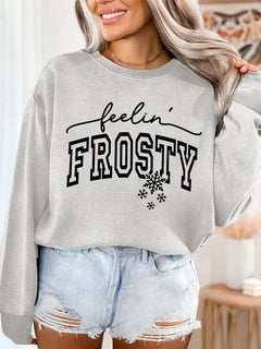Damen Sweatshirt mit grafischem Aufdruck in Grau